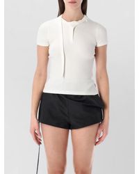 DIESEL - Fitted Ribbed Top Short Sleeves Tie Detail - Lyst