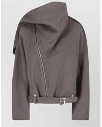 Rick Owens - Asymmetric High Collar Coat Belt Buckle - Lyst