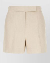 Max Mara - Linen Shorts Belt Loops Buttoned Back Pockets - Lyst