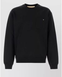 Valentino Garavani - Cotton Sweatshirt Chest Pocket Ribbed Cuffs Hem - Lyst