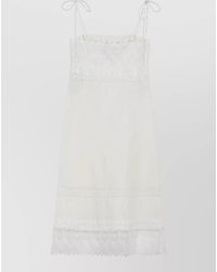 Valentino - Linen Embroidered Midi Dress - Lyst