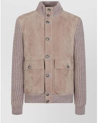 Brunello Cucinelli - Shearling Leather Bomber Jacket - Lyst