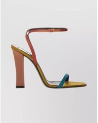 Saint Laurent - Blocked Color Open Toe Square Sandals - Lyst