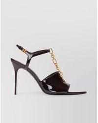 Balmain - Leather Chain-Link High-Heel Sandals - Lyst