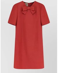 Valentino - Silk Virgin Wool Short-Sleeve Mini Dress - Lyst