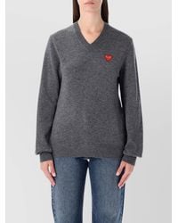 COMME DES GARÇONS PLAY - Wool V-Neck Crystal-Embellished Sweater - Lyst
