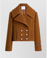 Patou - Lapels Cropped Double-Breasted Buttoned Coat - Lyst