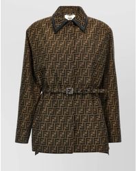 Fendi - Waist Belt Collar Neck Long Sleeves Jacket - Lyst