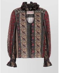 Valentino Garavani - Printed Cotton Blend Blouse - Lyst