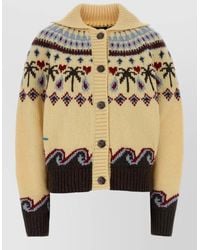 Alanui - Wool Cardigan Embroidery Cropped Pattern Collar - Lyst