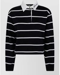 Amiri - Striped Cropped Long Sleeve Polo Shirt - Lyst