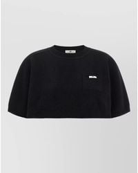 Elisabetta Franchi - Wool Cashmere Knit Top Cropped Design - Lyst
