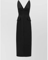 Sportmax - V-Neck Sleeveless Midi Dress - Lyst