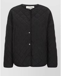 Sandbeige - Quilted Short Jacket Mandarin Collar - Lyst
