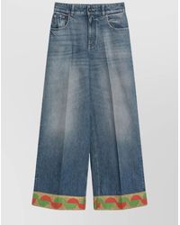 Valentino Garavani - Denim Wide-Leg Trousers - Lyst