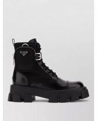 Prada - Leather Renylon Ankle Boots Chunky Sole Pocket - Lyst