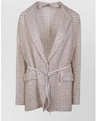 Brunello Cucinelli - Longline Tailored Jacket Belted Sequin Lapels - Lyst