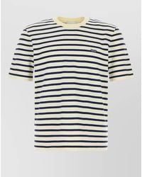 Prada - Striped Logo-Embroidered Short-Sleeve T-Shirt - Lyst