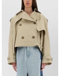 Stella McCartney - Cropped Double-Breasted Trench Coat With Belt - Lyst