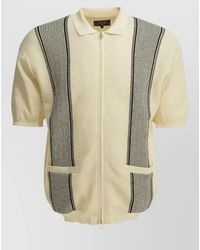 Beams Plus - Knit Polo Shirt Zip Front Stripes - Lyst