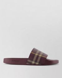 Burberry - Check Pattern Slide Sandals Synthetic - Lyst