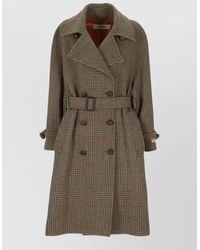 Golden Goose - Virgin Wool Checked Double-Breasted Belted Fitted Jacket - Lyst