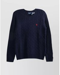 Ralph Lauren - Cable Knit Pullover With Ribbed Cuffs And Hem - Lyst