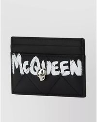 McQueen - Leather Quilted Logo-Print Card Holder - Lyst