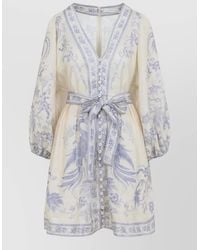 Zimmermann - Indra Plunge Linen Mini Dress - Lyst