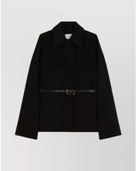 Sportmax - Wool Caban Jacket Leather Belt - Lyst