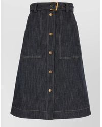Moncler - Denim A-Line Midi Skirt - Lyst