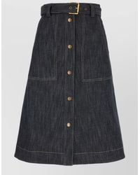 Moncler - Denim A-Line Midi Skirt - Lyst