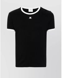 Courreges - Cotton Jersey Logo Embroidered Short Sleeve T-Shirt - Lyst