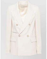 Peserico - Double Breasted Blazer Peak Lapel Collar - Lyst
