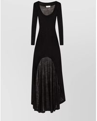 Saint Laurent - Wool Long Sleeve Dress With Asymmetric Hem - Lyst