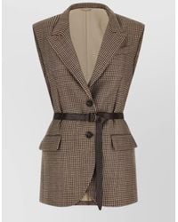 Brunello Cucinelli - Tailored Houndstooth Vest Belt Detail - Lyst
