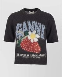 Ganni - Alpaca Blend Sweater Short Sleeves Crew Neck - Lyst
