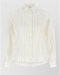 Peserico - Silk-Blend Striped Shirt - Lyst
