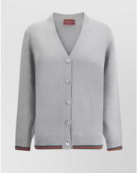 Gucci - Cashmere Wool V-Neck Long-Sleeve Cardigan - Lyst