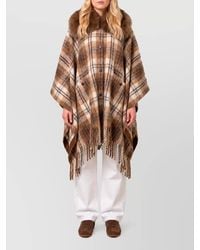 Moncler - Checked Wool-Blend Poncho - Lyst
