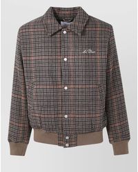 Les Deux - Houndstooth Varsity Jacket Collared Ribbed Hem - Lyst