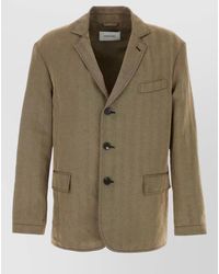 Ferragamo - Linen Blend Blazer Tailored Notch Lapel - Lyst