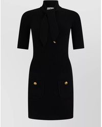 Elisabetta Franchi - Ribbed Knit Short Sleeve Mini Dress - Lyst