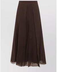 Brunello Cucinelli - Flared High-Waisted Sheer Overlay Skirt - Lyst