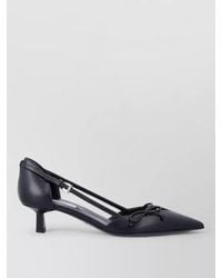 Prada - Leather Slingback Pumps Kitten Heel Bow - Lyst