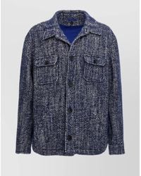 Etro - Chevron Wool Shirt Jacket - Lyst