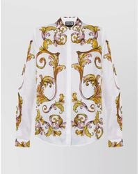 Versace Jeans Couture - Baroque Print Collared Shirt With Curved Hem - Lyst