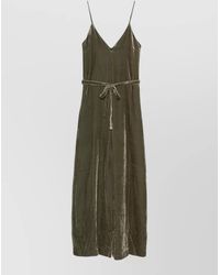 Gold Hawk - Velvet Jumpsuit Featuring Belt And Wide Leg - Lyst