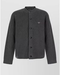 Emporio Armani - Ribbed Virgin Wool Cotton Zip Jacket - Lyst