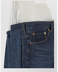 Sacai - Silk Denim Asymmetric Mini Dress - Lyst
